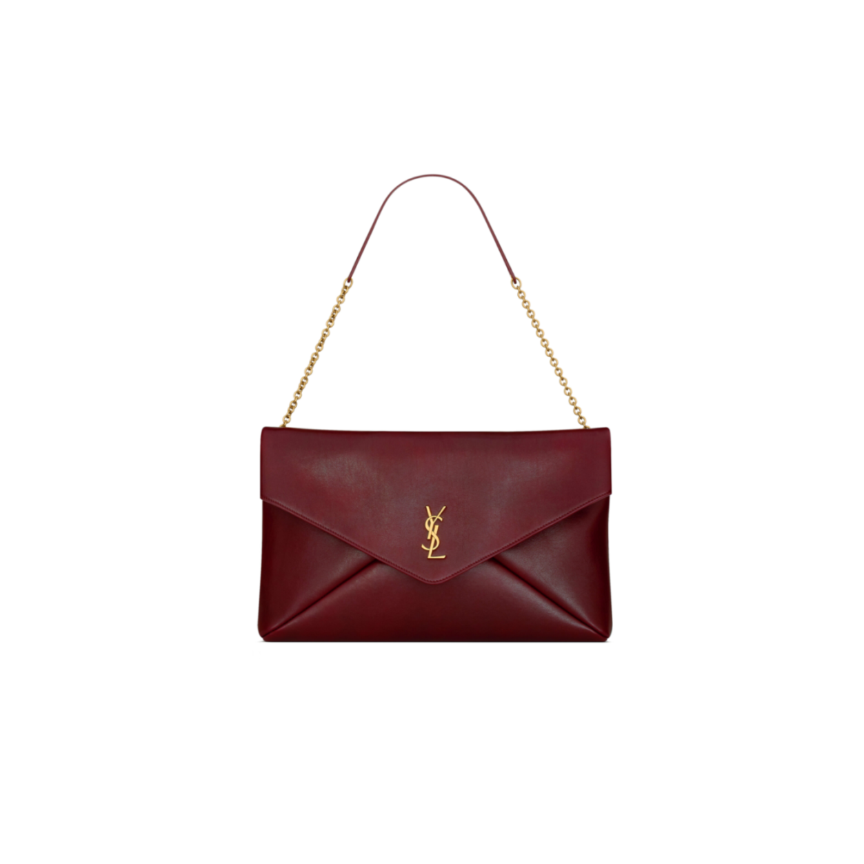 Y51 cassandre large pouch on chain in shiny leather 855802 (35*22*3cm)